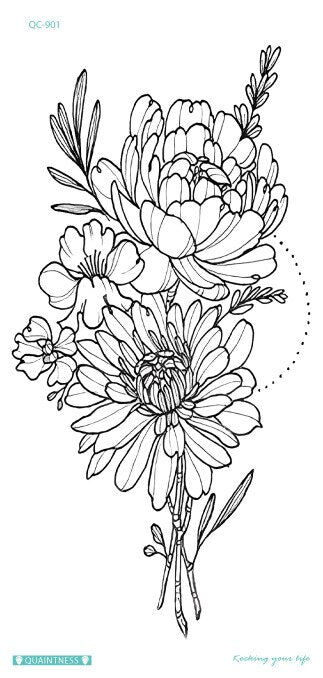Fashion Ink Flower Design Waterproof Temporary Tattoo Sticker Arm Leg Disposable Fake Tattoo Body Art Applique Men Women
