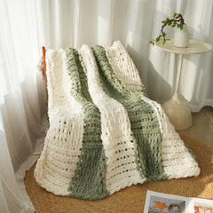 YICKYUE  -  Luxury Handmade Chenille Knit Throw Blanket, Double Color Patchwork, Soft & Cozy, All Seasons, Polyester 100%, Thick & Warm, Ideal for Sofa, Bed, Reading, Movie Watching, New Year & Christmas Gift