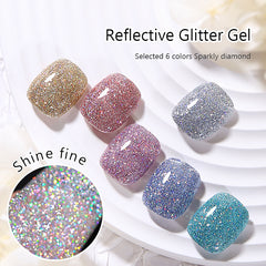 YICKYUE  -  9ml Reflective Nail Gel Polish Sparkle Shining Glitter Semi Permanent Nail Manicure Soak Off UV LED Color Gel Varnish