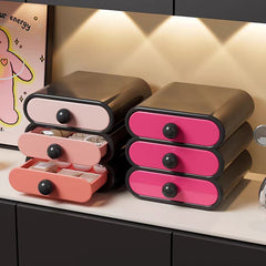YICKYUE  -  Plastic Desk Top 3-Drawer Storage Organizer Stackable Makeup Organizer with Drawer for Vanity Lipstick Facial Mask Container