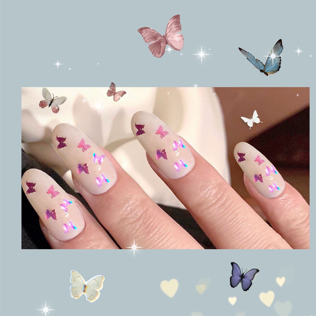 Golden Butterfly Artificial False Nails Cartoon Classic Crystal Charm Press On Nails Art Fake Extension Tips Z021
