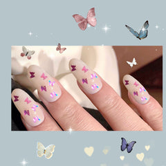 Golden Butterfly Artificial False Nails Cartoon Classic Crystal Charm Press On Nails Art Fake Extension Tips Z021