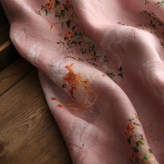 Retro Fresh Printed Ramie Fabric Robe Ancient Chinese Clothing Dress Clothing Fabric DIY Handmade