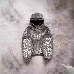 Hearujoy  Camouflage Hooded Coat Sweater Loose New Printed Men's and Women's Pullover Street Fashion Y2K Retro