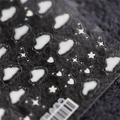 3D Engraved Nail Art Stickers Cloud Heart Self-adhesive Back Glue Ultra-thin Decal Nail Stickers DIY Salon Manicure Tool