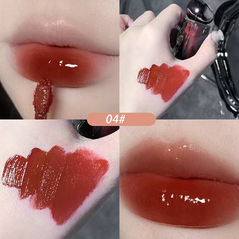 YICKYUE  -  Dark Purple Lip Gloss Water Light Long Lasting Clear Moisturize Mirror Pink Peach Lip Tint Non Stick Cup Liquid Lipstick Makeup
