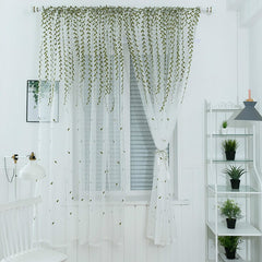 Cilected 2PCS Nordic Ins Wicker Embroidered Curtain Screens Bedroom Bay Window Wear Rod Screen Outdoor Wedding Decor Curtain