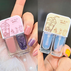 Water-based Nail Polish Non-baked Quick Drying Durable Tearable Tasteless Bicolor Nail Polish Set Peel Off Normal Nail Polishes
