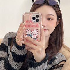 Yickyue Gasbag Shockproof Phone Case For apple iPhone 14 Plus 11 12 13 Pro Max 14promax Soft Cover Girly Cute Cartoon Rabbit Pink Capa