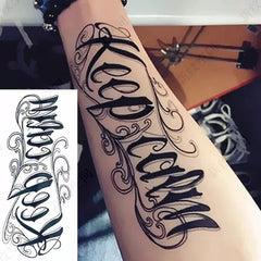 YICKYUE  -  Black Words Temporary Tattoo Sticker Letter Art Waterproof Tattoo Paste Removable Tatoo Body Arm
