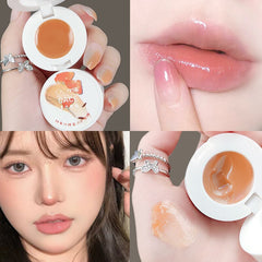 Yickyue Canned Lip Balm with A Lip Brush Fresh Fruit Lip Mask Lips Care Moisturizing Transparent Lipstick Hydrating Lip Gloss Base Gel
