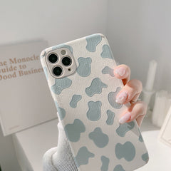 Leather Cow pattern ins jane phone case for iphone x xr 11 12 mini 13 pro max xsmax 8 7 plus cute cartoon back cover capa shell
