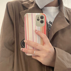 Pearl bracelet rainbow line leather phone case for iphone 8 7 plus xsmax x xr 12 11 promax cute Lanyard soft silicone cover capa
