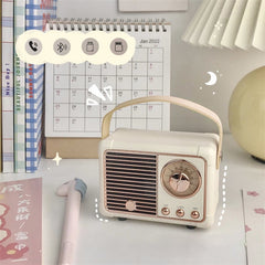 Yickyue Retro Desk Bluetooth Speaker Sound Stereo Wireless USB Charging Music Player Portable Travel Music Player Desktop Decoration