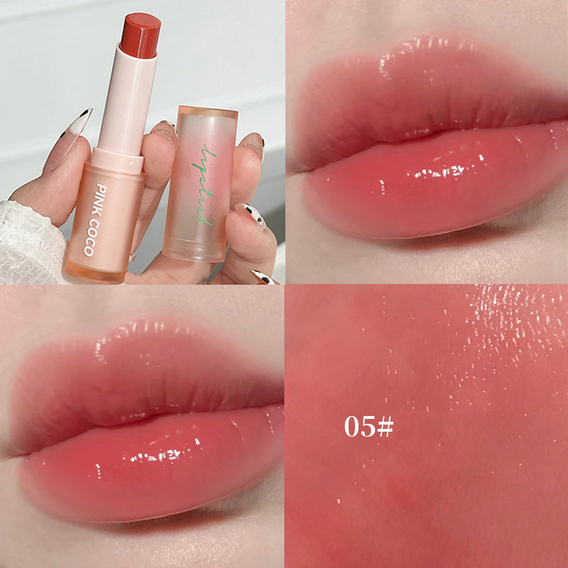 YICKYUE  -  Moisturizing Tea Red Jelly Lipstick Waterproof Non-stick Cup Mirror Water Solid Lip Gloss Clear Lasting Lipstick Makeup Cosmetic