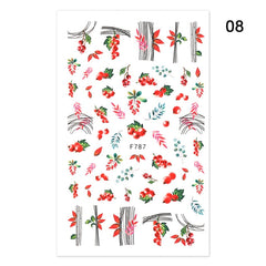 Flowers Leaves Line 3D Nail Stickers Autumn Winter Fall Leaf Design Transfer Sliders Abstract Waves Nail Art Decals Manicures