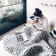 60x60cm Chenille Chunky Knitted Blanket Weaving Blanket Mat Throw Chair Warm Yarn Knitted Blanket Home Decor For Photography