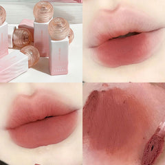 YICKYUE  -  Matte Velvet Lip Glaze Summer Lovely Lip Mud Matte Lipstick Pink Red Lip Gloss Tint Waterproof Non-Stick Cup Korean Cosmetic New