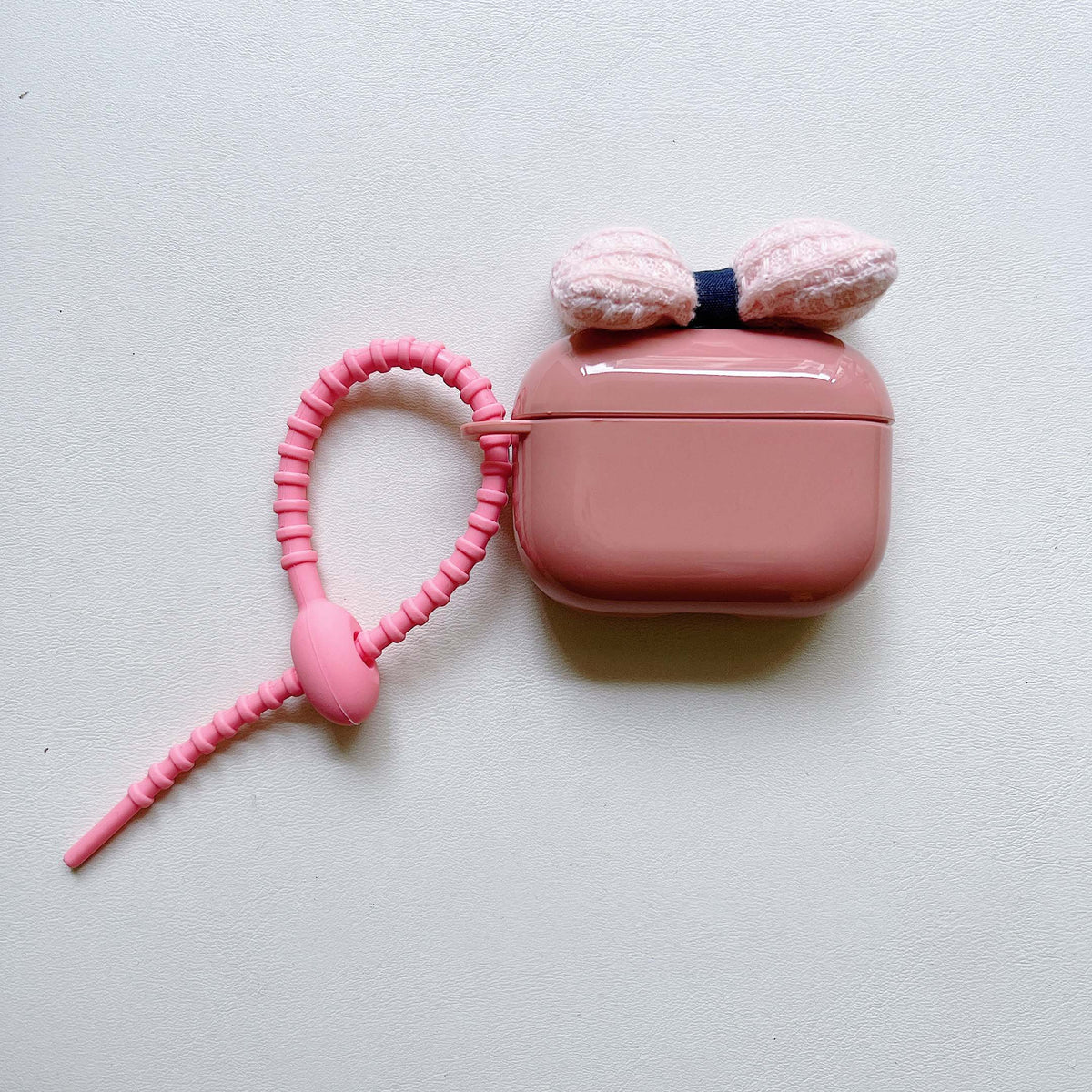 Pink bow pendant earphone case for apple airpods 3 headset cover for airpod pro 2 1 wireless bluetooth charging box for airpods