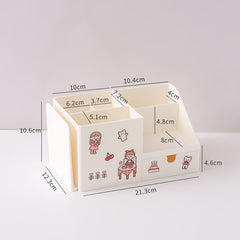 Ins Kawaii Multifunctional Desk Organizer Pen Holder Books Stand Holder Bookends Desktop Cosmetic Storage Box Home Organizer