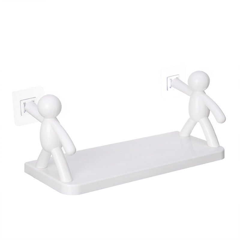 Creative Villain Shelf Organizer Free Punching Wall-mounted Storage Holders Bathroom Racks Kitchen Condiment Storage Shelves