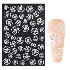 1PCS Christmas Nail Stickers White Snowflake New Year 5D Embossed Sliders Winter Manicure Art Gel Polish Decals LASTZ5D01-08
