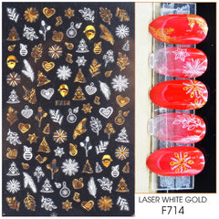 3D Winter Nail Stickers Decals Santa Claus Snowman Cute Cartoon Xmas Sliders for Nail Design Gel Decals Manicure Decor GLF686