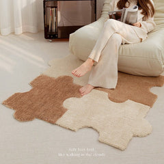 Yickyue Ins Style Puzzle Square Carpet Push Bedroom Room Tile Non-slip Mat for Living Room Rugs 30*40CM 49*66CM DIY