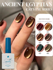 YICKYUE  -  1-6PCS Ancient Egyptian Cat's Eye Gel Nail Polish 2025 Autumn and Winter Caramel Black Chocolate Glass Beads Nail Art Supplies
