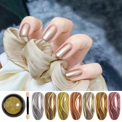 Yickyue Nail Mirror Glitter Powder Metallic Colorful Shine Chrome Glitter Rose Gold Dust Nail Art UV Gel Polish for Manicure Design