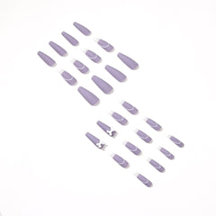 24pcs/Bag Detachable Long Streak False Nails Ballerina Purple Sexy Full Cover Nail Tips Bow French Artificial Press On Nails