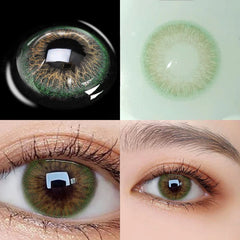 YICKYUE  -  Graded 2pcs/1pair Green Iris Colored Contact Lenses Coloured Softlens