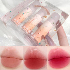 Cappuvini 3Pcs/Set Velvet Matte Lipstick Waterproof Long Lasting Lip Gloss Lip Tint Makeup Gift Box Cosmetics Set TSLM1