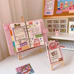 1pc Phone Holder Bracket IPad Tablet Stand Wooden Mobile Phone Tabletop Holder Organization Supplies for Stationery Cute
