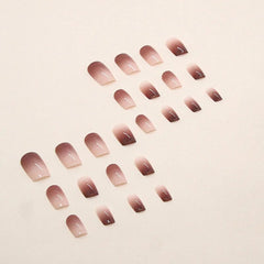 YICKYUE Gentle Ice Transparent Show White Wear Nail Finished Wholesale Simple Sweet Gradient Pure Desire Nail Patch Can Be Removed