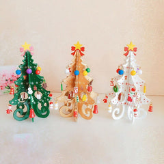 Desktop Christmas Tree Decoration Ornaments Children Handmade DIY Stereo Wooden Christmas Tree Scene Layout Christmas