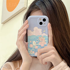 INS Cute Garden Rabbit Bear Bracelet Phone Case for iPhone 13 12 11 Pro Max X XR XS Max Funda Lovely Cartoon Soft Silicone Cover
