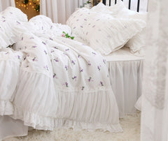 Super Handmade ruffle bedding set Legant designer bedding Romantic lace wedding bedding sets queen size bed cover cotton linen