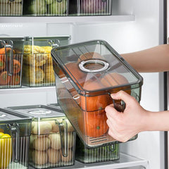 Yickyue Fridge Storage Organizer Plastic Storage Container Storage Box Kitchen Organizer Plastic Baskets Food Container with Drain Board