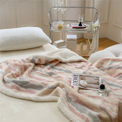 YICKYUE  -  Multicolor Striped Cashmere Blanket, Light Luxury, Simple, Multi-function, Thickened, Home Office, Lunch Break