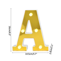 Gold Mirror 3d Alphabet Letter LED Light Number Lamp Decor Digital Night Light For Home Room Wedding Birthday Party Decoration