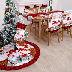 Yickyue Christmas red and black plaid Christmas tree skirt Christmas apron Christmas stocking tablecloth set home decorations