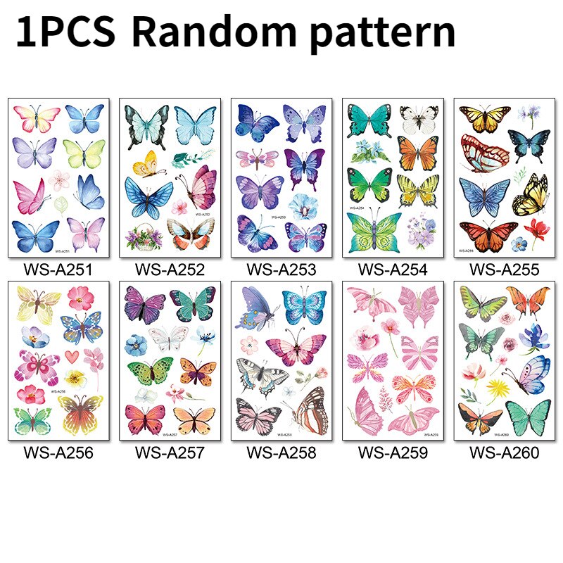 Yickyue 3D Temporary Tattoo Sticker Colorful Butterfly Flower Pattern Fake Tattoo Stickers For Women Body Leg Arm Art Waterproof Tattoo