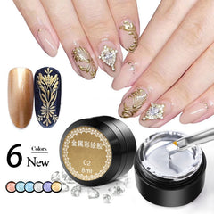 Metal Effect Nail Gel Rose Gold Silver UV LED Draw Painting Stamping Nail Art Color Gel Polish Manicure Long Lasting Gel Vernish