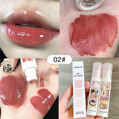 Yickyue Cute Comics Design Mirror Glass Lipstick Sexy Red Lip Tint Long Lasting Lip Makeup Velvet Lipgloss Waterproof Lip Stick Cosmetic