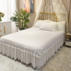 Brief white bedspreads queen 100% cotton ruffle lace king size bed cover princess bed cover bedroom bedding