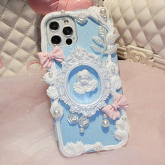 Handmade Customized Case For Samsung Galaxy S20 FE DIY Phone Cover S21 ultra Bowknot Agnel Photo Frame cream shell S20 Girl gift