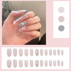 24PCS Decorated False Press nails Full drill square bride Mermaid Manicure patch removable press on nails with designs wholesale