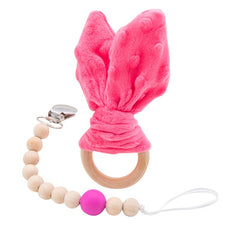 Beech Wood Baby Teether Rabbit ears Baby Nursing Bracelet Wooden Pendant For DIY Nursing Pacifier Chain Clips Baby Products