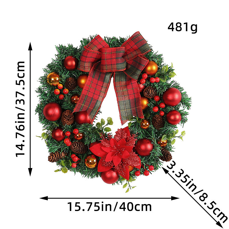YICKYUE  -  New Creative Red Bow Decoration Christmas Ball Wreath Christmas Wreath Shopping Mall Window Christmas Decoration Pendant Props